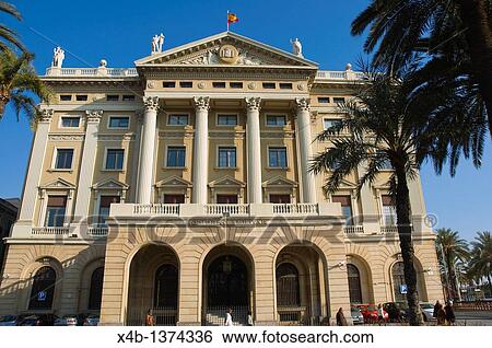 Stock Photograph - Govern Militar building along La Rambla boulevard central Barcelona Catalunya Spain Europe. Fotosearch