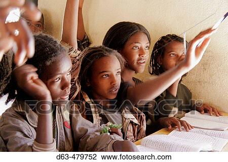 Stock Image - Grade 5 class in a school in Adaga. Tigray, Ethiopia. Fotosearch