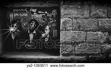 Stock Image - Grafitti in stone wall. Fotosearch