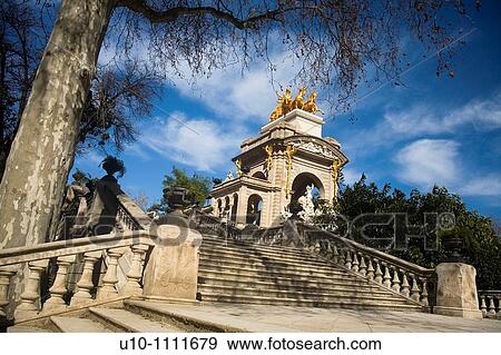 Stock Photo - Gran Cascada by Josep Fontser? at Ciutadella park, Barcelona, Catalonia, Spain. Fotosearch
