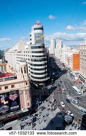 Gran V? a street, view from above. Madrid, Spain. View Large Photo Image Stock Image - Gran V? a street, view from above. Madrid, Spain.. Fotosearch