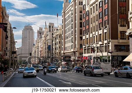 Gran Via, Madrid Spain View Large Photo Image Stock Image - Gran Via, Madrid Spain. Fotosearch