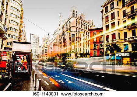 Gran Via Madrid Spain View Large Photo Image Stock Image - Gran Via Madrid Spain. Fotosearch