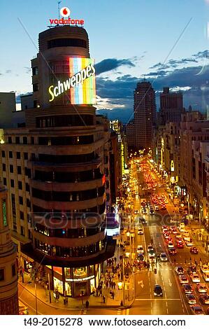 Gran Via, one of the main streets in Madrid. View Large Photo Image Stock Photo - Gran Via, one of the main streets in Madrid.. Fotosearch