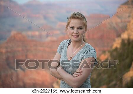 Grand Canyon Portrait of a Young Woman. View Large Photo Image Stock Photography - Grand Canyon Portrait of a Young Woman.. Fotosearch