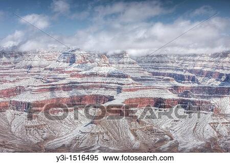 Stock Photography - Grand Canyon view from Mather Point after a heavy winter snowfall, Arizona, USA. Fotosearch