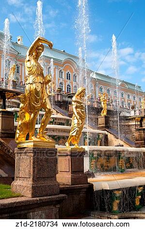Grand Cascade in Peterhof. Summer palace. St Petersburg Russia. View Large Photo Image Picture - Grand Cascade in Peterhof. Summer palace. St Petersburg Russia.. Fotosearch