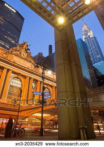 Stock Photo - Grand Central Station or Grand Central Terminal, Met Life building and Chrysler building, 42nd Street, Midtown, Manhattan, New York City, New York, USA.. Fotosearch