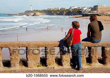 Grande Plage Beach, Biarritz, Aquitaine, Basque Country, Pyrenees Atlantiques, 64, France. View Large Photo Image Stock Photography - Grande Plage Beach, Biarritz, Aquitaine, Basque Country, Pyrenees Atlantiques, 64, France.. Fotosearch