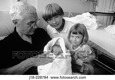 Picture - Grandparents and grandchildren in hospital. Fotosearch