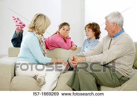 Stock Photo - Grandparents and grandchildren. Fotosearch