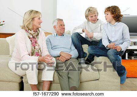 Stock Image - Grandparents and grandsons. Fotosearch