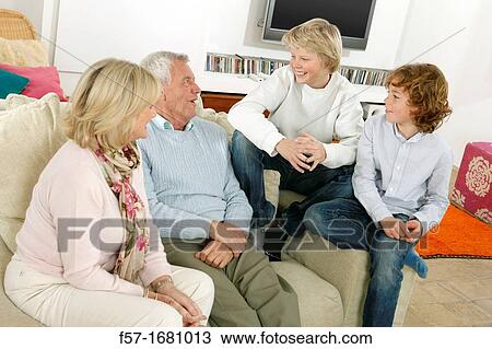 Stock Image - Grandparents and grandsons. Fotosearch