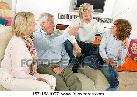 Stock Photo - Grandparents and grandsons. Fotosearch