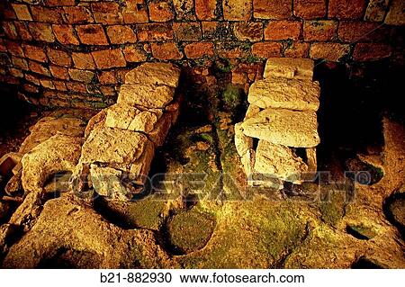 Stock Image - Graveyard in the cathedral's Garden of the Chapter, Bazas, Gironde, Aquitaine, France. Fotosearch
