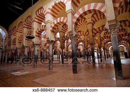 Stock Photo - Great Mosque at Cordoba. Striped Arches in the Great Mosque at Cordoba.. Fotosearch