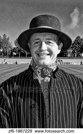 Stock Photo - Great music traditional dress older man portrait in costume in festival in village near Vilnius Lithuania Lithuanian. Fotosearch