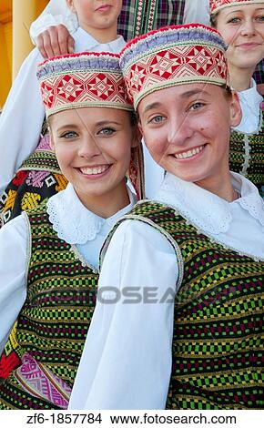 Great music traditional dress young singers portrait in costume in festival in village near Vilnius Lithuania Lithuanian View Large Photo Image Picture - Great music traditional dress young singers portrait in costume in festival in village near Vilnius Lithuania Lithuanian. Fotosearch