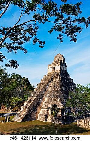 Great Plaza and Temple of the Giant Jaguar Temple I Mayan ruins of Tikal Guatemala View Large Photo Image Picture - Great Plaza and Temple of the Giant Jaguar Temple I Mayan ruins of Tikal Guatemala. Fotosearch