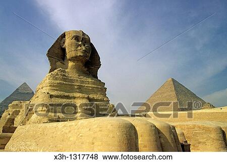 Stock Photo - Great Sphinx and Pyramid of Giza, Cairo, Egypt, Africa. Fotosearch