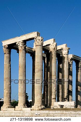 Greece, Athens, Temple of Olympian Zeus. View Large Photo Image Stock Photo - Greece, Athens, Temple of Olympian Zeus.. Fotosearch