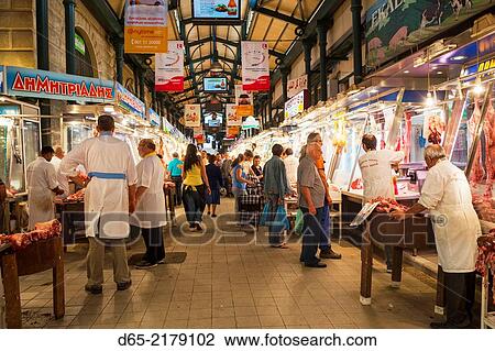 Greece, Central Greece Region, Athens, Central Market, meat market. View Large Photo Image Stock Image - Greece, Central Greece Region, Athens, Central Market, meat market.. Fotosearch