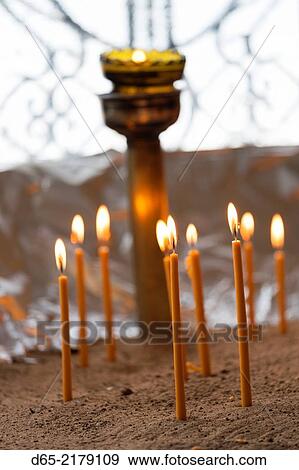 Greece, Central Greece Region, Athens, Lycabettus Hill, Chapel of Agios Georgios, interior, votive candles. View Large Photo Image Stock Photo - Greece, Central Greece Region, Athens, Lycabettus Hill, Chapel of Agios Georgios, interior, votive candles.. Fotosearch