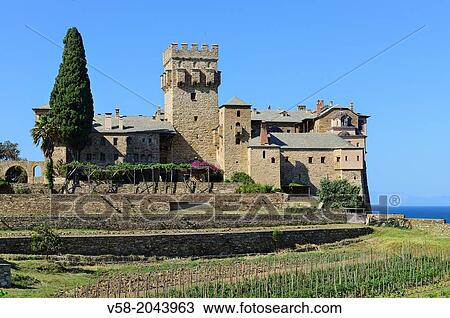Greece, Chalkidiki, Mount Athos peninsula, listed as World Heritage, Stavronikita monastery. View Large Photo Image Stock Image - Greece, Chalkidiki, Mount Athos peninsula, listed as World Heritage, Stavronikita monastery.. Fotosearch