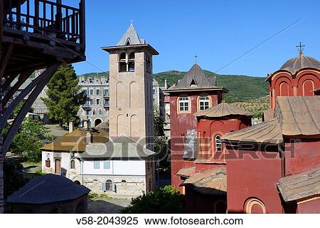 Greece, Chalkidiki, Mount Athos peninsula, listed as World Heritage, Vatopedi monastery. View Large Photo Image Stock Photography - Greece, Chalkidiki, Mount Athos peninsula, listed as World Heritage, Vatopedi monastery.. Fotosearch