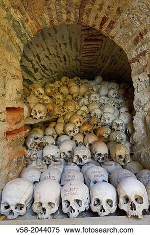 Greece, Chalkidiki, Mount Athos peninsula, World Heritage Site, Dionysiou monastery, The ossuary. View Large Photo Image Stock Photography - Greece, Chalkidiki, Mount Athos peninsula, World Heritage Site, Dionysiou monastery, The ossuary.. Fotosearch