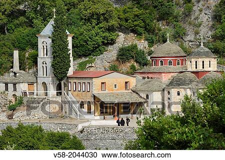 Greece, Chalkidiki, Mount Athos, World Heritage site, Skete (monastic settlement) of Kafsokalivia (Agias Triados). View Large Photo Image Stock Image - Greece, Chalkidiki, Mount Athos, World Heritage site, Skete (monastic settlement) of Kafsokalivia (Agias Triados).. Fotosearch