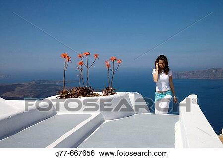 Stock Photograph - Greece. Cyclades Islands. Santorini. Oia.. Fotosearch