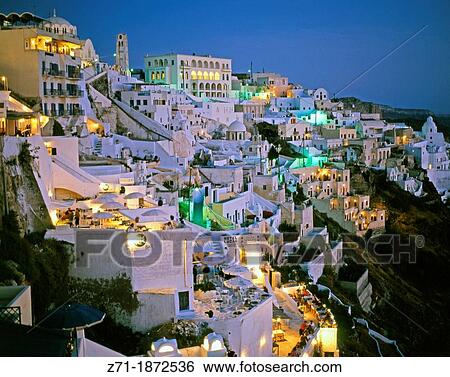 Greece, Cyclades, Santorini, Thira, general view, View Large Photo Image Stock Photograph - Greece, Cyclades, Santorini, Thira, general view,. Fotosearch