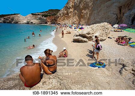 Greece, Ionian, Lefkada: Porto Katsiki beach View Large Photo Image Stock Photography - Greece, Ionian, Lefkada: Porto Katsiki beach. Fotosearch