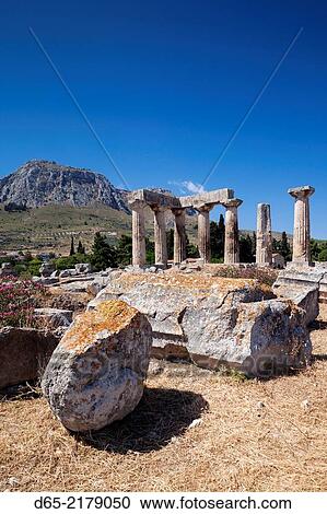 Greece, Peloponese Region, Corinth, Ancient Corinth, Temple of Apollo. View Large Photo Image Stock Image - Greece, Peloponese Region, Corinth, Ancient Corinth, Temple of Apollo.. Fotosearch