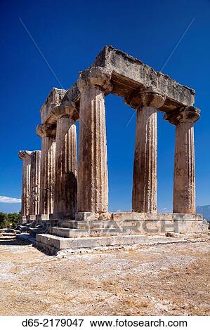 Greece, Peloponese Region, Corinth, Ancient Corinth, Temple of Apollo. View Large Photo Image Stock Photo - Greece, Peloponese Region, Corinth, Ancient Corinth, Temple of Apollo.. Fotosearch