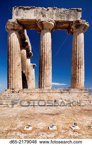 Greece, Peloponese Region, Corinth, Ancient Corinth, Temple of Apollo. View Large Photo Image Stock Photo - Greece, Peloponese Region, Corinth, Ancient Corinth, Temple of Apollo.. Fotosearch