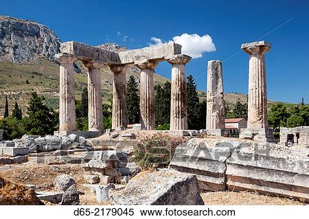 Greece, Peloponese Region, Corinth, Ancient Corinth, Temple of Apollo. View Large Photo Image Stock Photography - Greece, Peloponese Region, Corinth, Ancient Corinth, Temple of Apollo.. Fotosearch