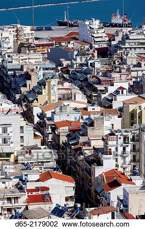 Greece, Peloponese Region, Patra, elevated city view. View Large Photo Image Stock Image - Greece, Peloponese Region, Patra, elevated city view.. Fotosearch