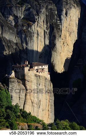Greece, Thessaly, Meteora, World Heritage Site, Roussanou (Agia Barbara) nunnery. View Large Photo Image Stock Photograph - Greece, Thessaly, Meteora, World Heritage Site, Roussanou (Agia Barbara) nunnery.. Fotosearch