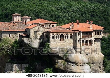 Greece, Thessaly, Meteora, World Heritage Site, Varlaam monastery. View Large Photo Image Stock Photography - Greece, Thessaly, Meteora, World Heritage Site, Varlaam monastery.. Fotosearch