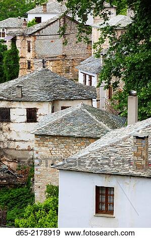 Greece, Thessaly Region, Pinakates, Pelion Peninsula, elevated town view. View Large Photo Image Stock Photo - Greece, Thessaly Region, Pinakates, Pelion Peninsula, elevated town view.. Fotosearch