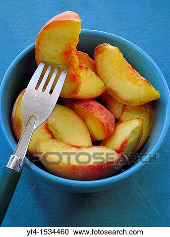 Stock Image - Greek Cuisine Fresh Peaches. Fotosearch