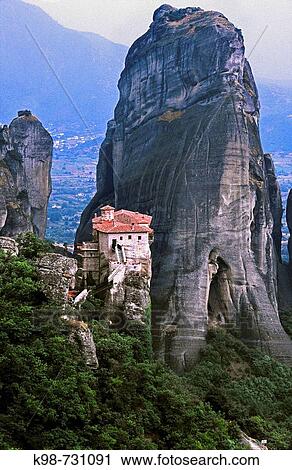 Greek Orthodox Holy Monastery of Rousanou or St Barbara, Meteora. Thessaly, Greece View Large Photo Image Stock Image - Greek Orthodox Holy Monastery of Rousanou or St Barbara, Meteora. Thessaly, Greece. Fotosearch