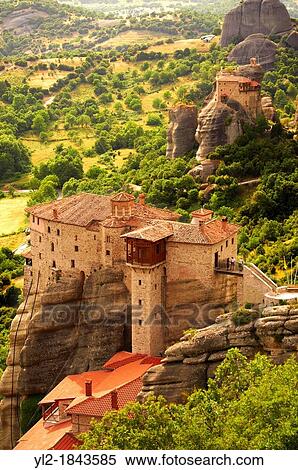 Greek Orthodox Rosanou Monastery, Meteora Mountains, Greece View Large Photo Image Stock Photography - Greek Orthodox Rosanou Monastery, Meteora Mountains, Greece. Fotosearch