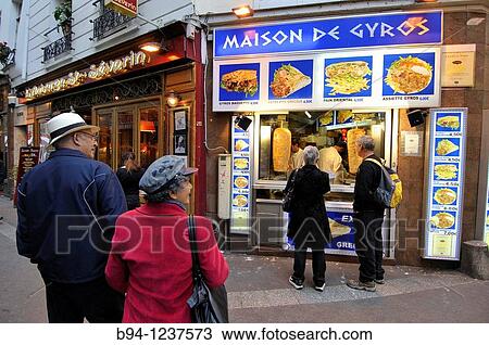 Greek restaurant. Latin quarter. Paris, France. View Large Photo Image Stock Image - Greek restaurant. Latin quarter. Paris, France.. Fotosearch