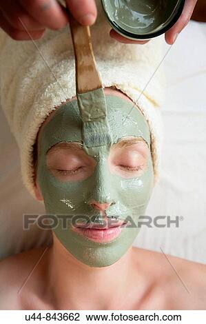 Green clay face skin theraphy massage, woman View Large Photo Image Stock Image - Green clay face skin theraphy massage, woman. Fotosearch