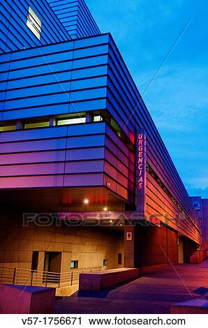 Stock Image - Gregorio Maraon Maternity Hospital, night view. Madrid, Spain.. Fotosearch