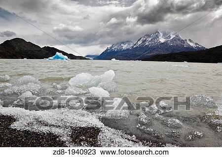 grey lake in torres paine national park View Large Photo Image Stock Image - grey lake in torres paine national park. Fotosearch