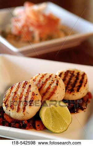 grilled scallop tapas View Large Photo Image Stock Photo - grilled scallop tapas. Fotosearch